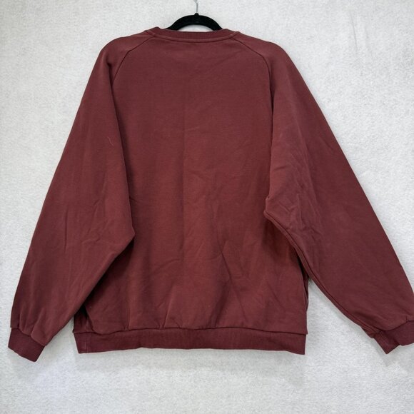 Ptula Sweatshirt Mens XL Red Pullover Fleece Solid Crewneck Kangaroo Pocket - Picture 8 of 9